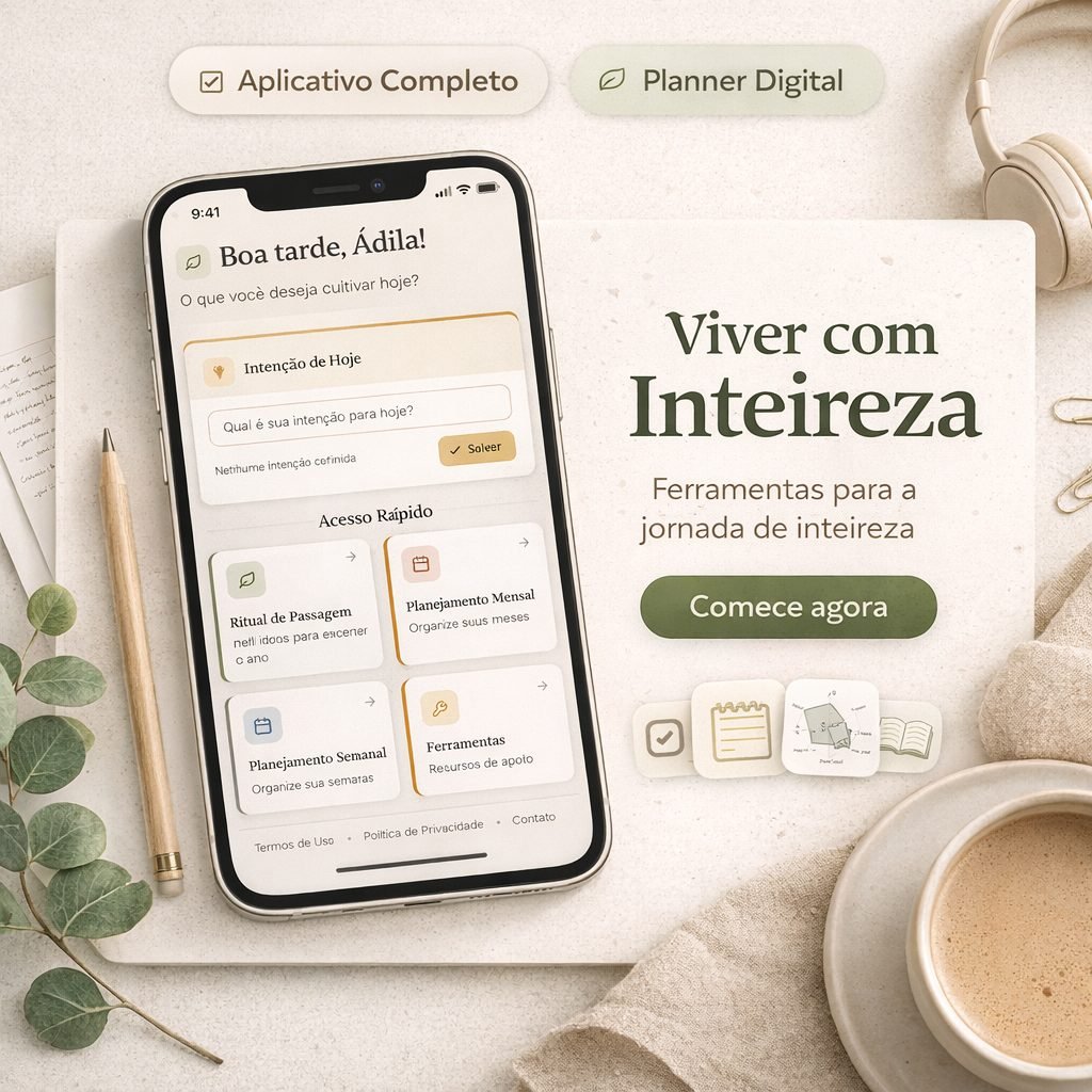Planner Viver com Inteireza 2026 em tablet e celular